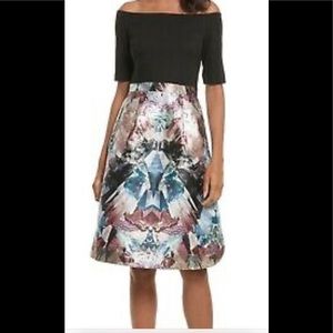 Ted Baker London Black Top Multicolor Printed Skirt Dress